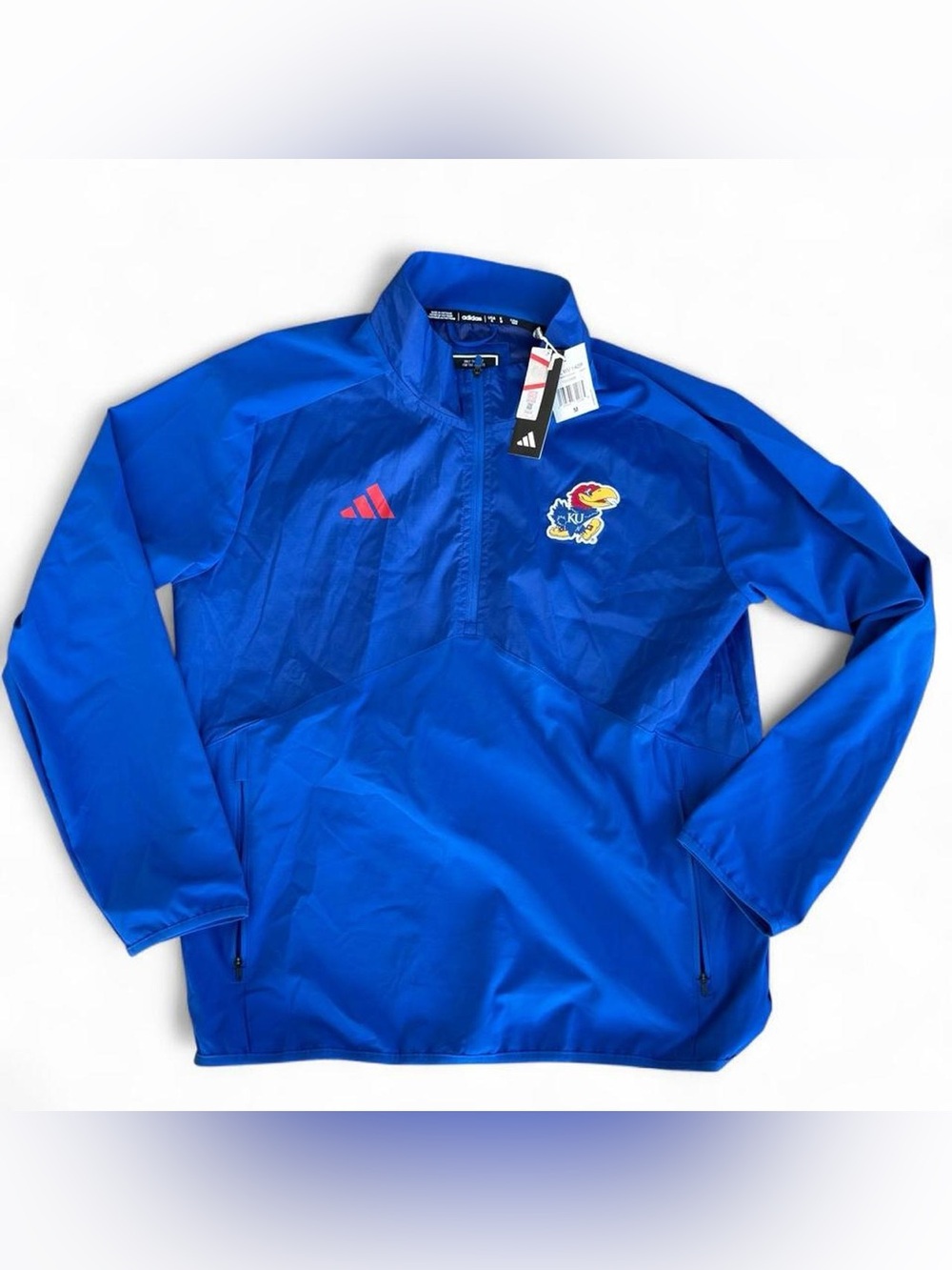 Adidas Kansas Jayhawks KU Blue 1/4 Zip Pullover Jacket Men’s M NWT